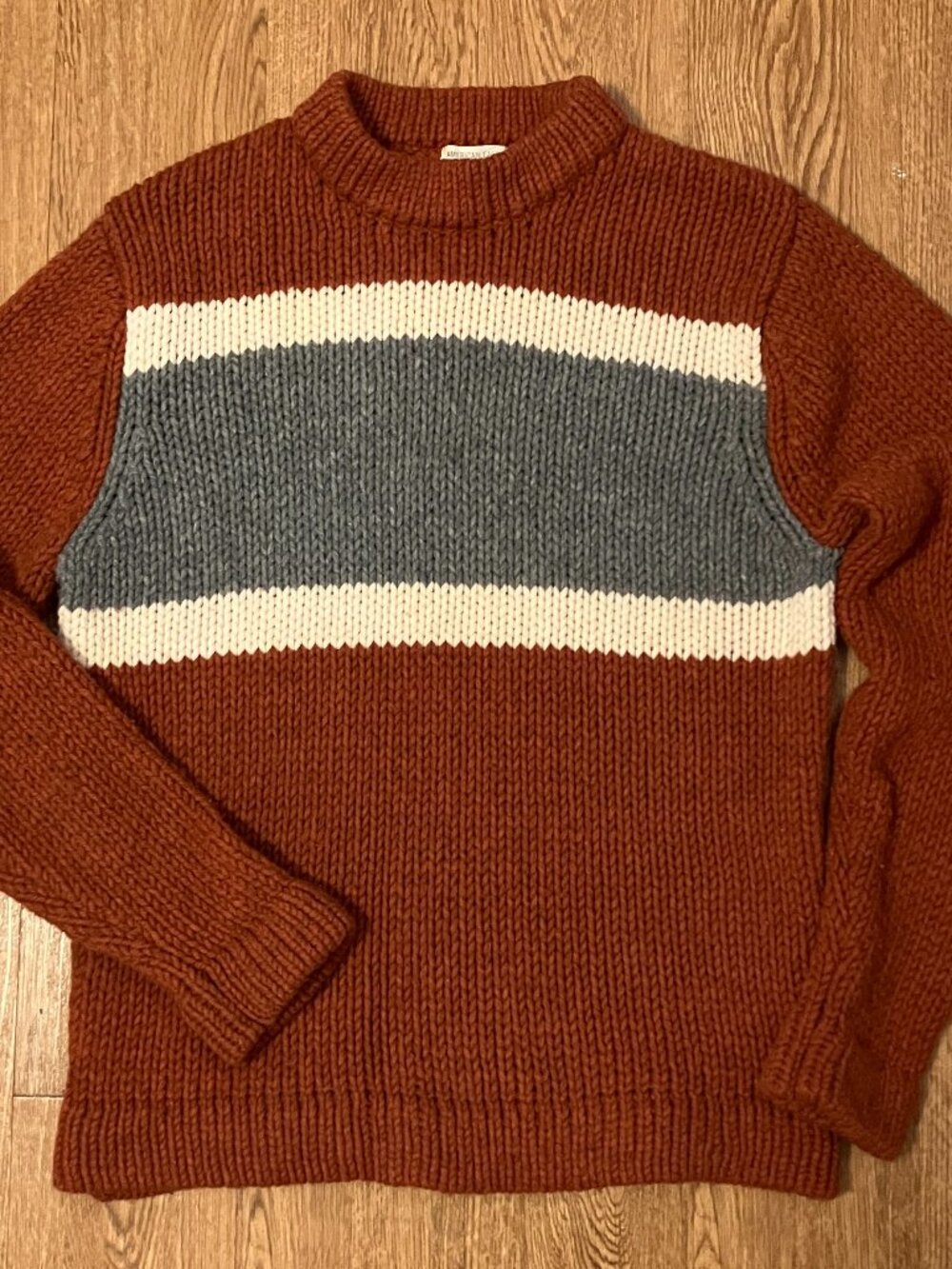 VTG 90s American Eagle Sweater Lambswool Colorblock Chunky